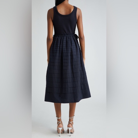 Cinq A Sept Akira Dress Pleated Skirt Navy Blue